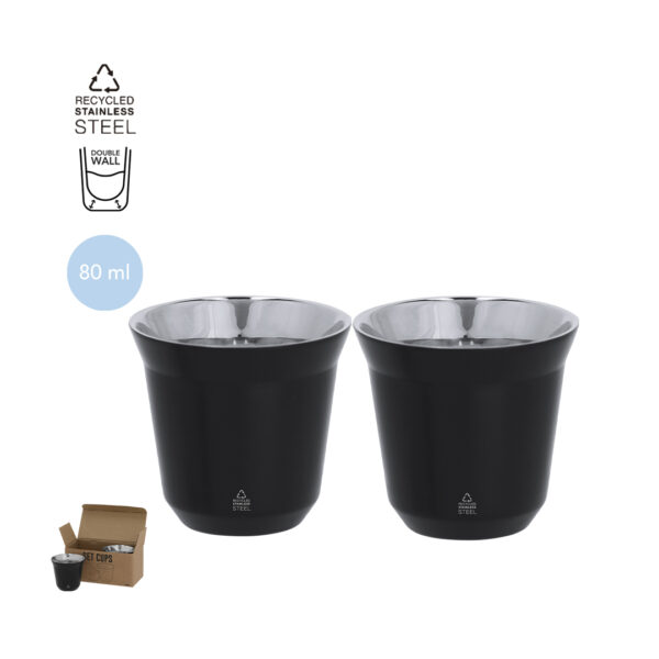 Set vasos Kodet de acero inoxidable de 80 ml